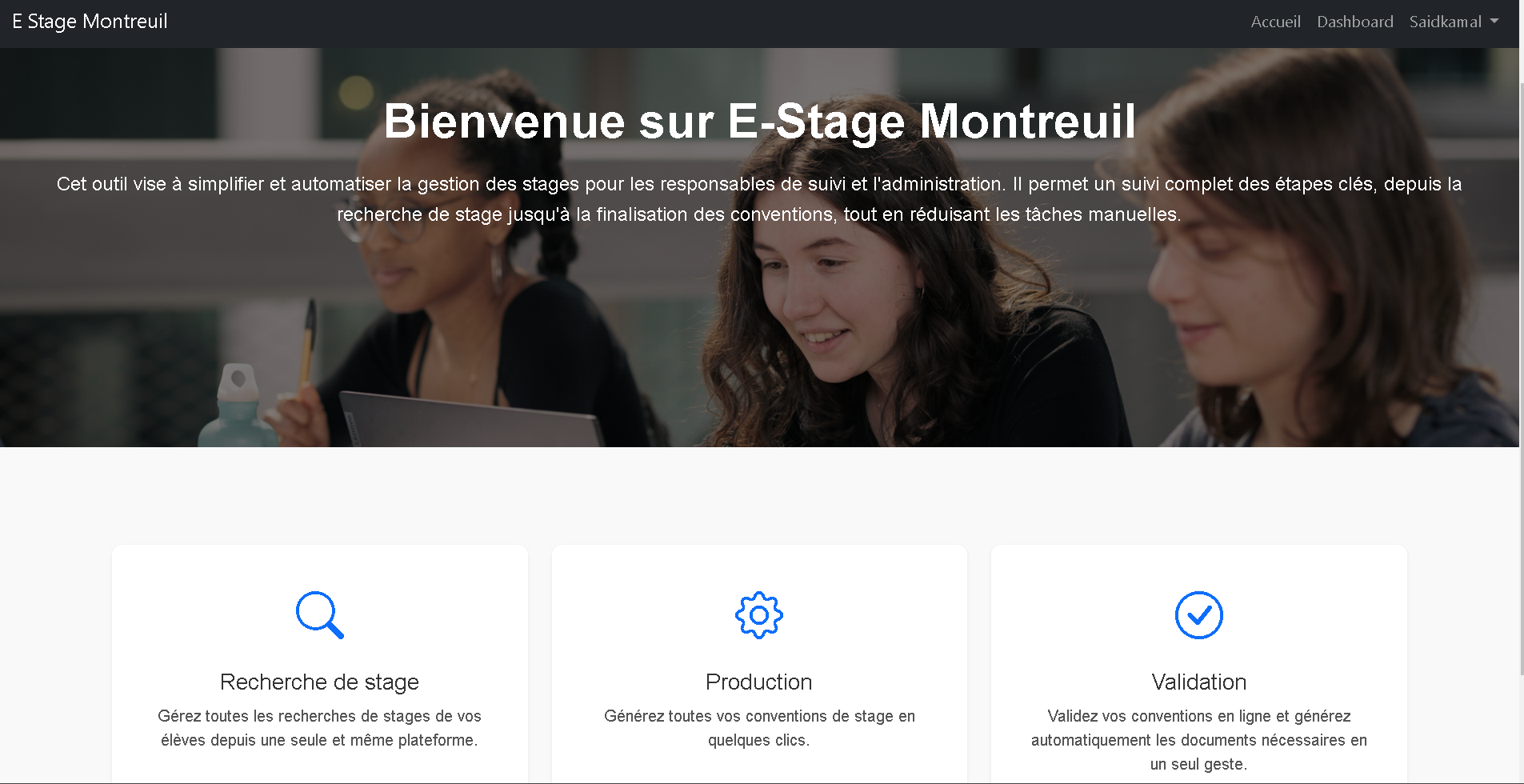 Aperçu 1 - EStage Montreuil - Application des gestion des stages